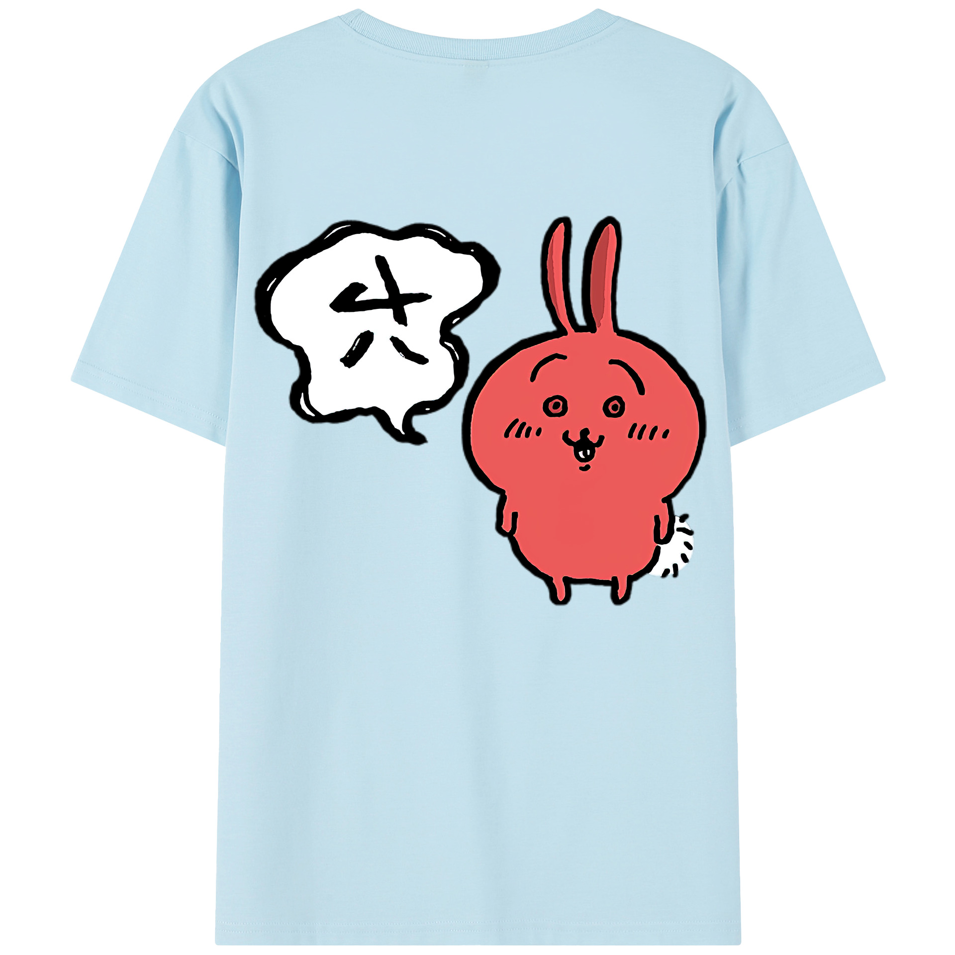 （画像用） ちいかわ ハチワレ Chii-kawa hachiware 綿100％半袖Tシャツ（背面プリント）